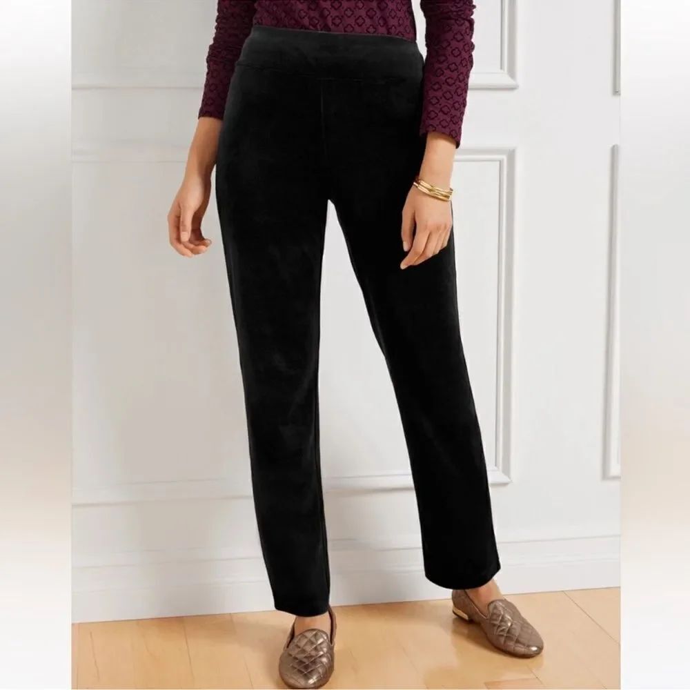 Talbots LP Black Pull-on Velour Lounge Comfortable Pants